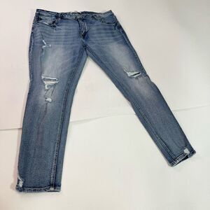 KanCan Jeans Womens 32 Denim Skinny Distressed Medium Wash Whiskered
